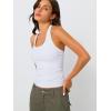 image:imageTrendy Queen Halter Tops for Women 2026 Summer Going Out Tops Backless Crop Sleeveless Workout Shirts Cute Y2k ClothesWhite
