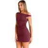 image:imageTrendy Queen Womens Mini Summer Dresses 2026 Going Out Off The Shoulder Bodycon Sexy Party Club Spring Fashion OutfitsBurgundy
