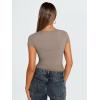image:imageTrendy Queen Womens V Neck TShirts Going Out Tops Short Sleeve Slim Fit Basic Y2K Clothes 2025Beige
