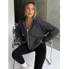 image:imageTrendy Queen Womens Zip Up Hoodies 2026 Oversized SweatshirtBlack Grey