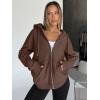 image:imageTrendy Queen Womens Zip Up Hoodies 2026 Oversized SweatshirtChocolate Brown