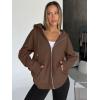 image:imageTrendy Queen Womens Zip Up Hoodies 2026 Oversized SweatshirtCoffee