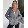 image:imageTrendy Queen Womens Zip Up Hoodies 2026 Oversized SweatshirtDark Grey