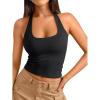image:imageTrendy Queen Halter Tops for Women 2026 Summer Going Out Tops Backless Crop Sleeveless Workout Shirts Cute Y2k ClothesBlack