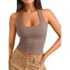 image:imageTrendy Queen Halter Tops for Women 2026 Summer Going Out Tops Backless Crop Sleeveless Workout Shirts Cute Y2k ClothesCoffeegrey