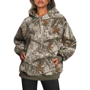 image:imageTrendy Queen Womens Oversized Hoodies Fleece Sweatshirts Fall Fashion Pullover Sweaters Winter ClothesMaple Leaf Army Green