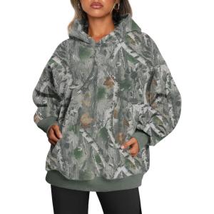 image:imageTrendy Queen Womens Oversized Hoodies Fleece Sweatshirts Fall Fashion Pullover Sweaters Winter ClothesMaple Leaf Dark Green