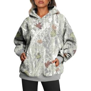 image:imageTrendy Queen Womens Oversized Hoodies Fleece Sweatshirts Fall Fashion Pullover Sweaters Winter ClothesMaple Leaf Light Grey