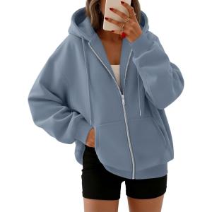 image:imageTrendy Queen Womens Zip Up Hoodies 2026 Oversized SweatshirtDusty Blue