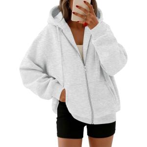 image:imageTrendy Queen Womens Zip Up Hoodies 2026 Oversized SweatshirtGrey