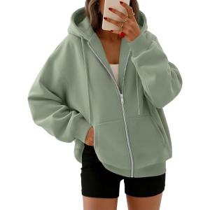 image:imageTrendy Queen Womens Zip Up Hoodies 2026 Oversized SweatshirtLightgreen