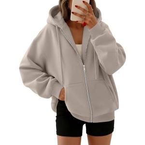 image:imageTrendy Queen Womens Zip Up Hoodies 2026 Oversized SweatshirtNutmeg
