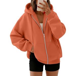 image:imageTrendy Queen Womens Zip Up Hoodies 2026 Oversized SweatshirtOrange
