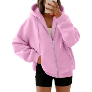 image:imageTrendy Queen Womens Zip Up Hoodies 2026 Oversized SweatshirtPink