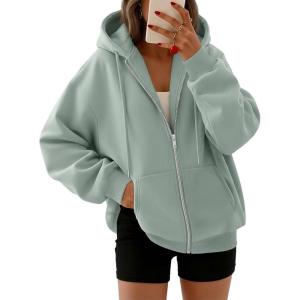 image:imageTrendy Queen Womens Zip Up Hoodies 2026 Oversized SweatshirtSage