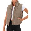 image:imageTrendy Queen Puffer Vest Women Sleeveless Winter Outerwear Warm Puffer Lightweight Fashion Standup Collar Down VestKhaki