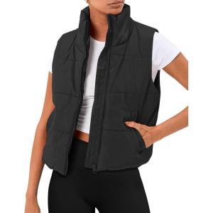image:imageTrendy Queen Puffer Vest Women Sleeveless Winter Outerwear Warm Puffer Lightweight Fashion Standup Collar Down VestBlack