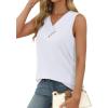 image:imageSampeel Tank Top for Women Summer Button Down V Neck T Shirts Sleeveless Loose Fit Fashion Tops 2026All White
