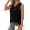 image:imageSampeel Tank Top for Women Summer Button Down V Neck T Shirts Sleeveless Loose Fit Fashion Tops 2026Black