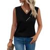 image:imageSampeel Tank Top for Women Summer Button Down V Neck T Shirts Sleeveless Loose Fit Fashion Tops 2026Black