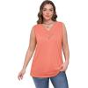 image:imageSampeel Tank Top for Women Summer Button Down V Neck T Shirts Sleeveless Loose Fit Fashion Tops 2026Coral