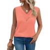 image:imageSampeel Tank Top for Women Summer Button Down V Neck T Shirts Sleeveless Loose Fit Fashion Tops 2026Coral