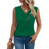 image:imageSampeel Tank Top for Women Summer Button Down V Neck T Shirts Sleeveless Loose Fit Fashion Tops 2026Green