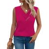 image:imageSampeel Tank Top for Women Summer Button Down V Neck T Shirts Sleeveless Loose Fit Fashion Tops 2026Hot Pink