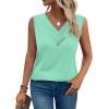 image:imageSampeel Tank Top for Women Summer Button Down V Neck T Shirts Sleeveless Loose Fit Fashion Tops 2026Lake Green