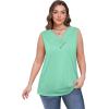 image:imageSampeel Tank Top for Women Summer Button Down V Neck T Shirts Sleeveless Loose Fit Fashion Tops 2026Lake Green