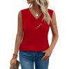 image:imageSampeel Tank Top for Women Summer Button Down V Neck T Shirts Sleeveless Loose Fit Fashion Tops 2026Red