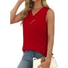 image:imageSampeel Tank Top for Women Summer Button Down V Neck T Shirts Sleeveless Loose Fit Fashion Tops 2026Red