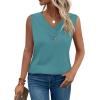 image:imageSampeel Tank Top for Women Summer Button Down V Neck T Shirts Sleeveless Loose Fit Fashion Tops 2026Turquoise