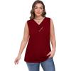 image:imageSampeel Tank Top for Women Summer Button Down V Neck T Shirts Sleeveless Loose Fit Fashion Tops 2026Wine Red