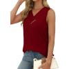 image:imageSampeel Tank Top for Women Summer Button Down V Neck T Shirts Sleeveless Loose Fit Fashion Tops 2026Wine Red