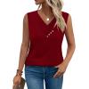 image:imageSampeel Tank Top for Women Summer Button Down V Neck T Shirts Sleeveless Loose Fit Fashion Tops 2026Wine Red