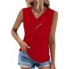 image:imageSampeel Tank Top for Women Summer Button Down V Neck T Shirts Sleeveless Loose Fit Fashion Tops 2026Red