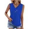 image:imageSampeel Tank Top for Women Summer Button Down V Neck T Shirts Sleeveless Loose Fit Fashion Tops 2026Royal Blue