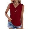 image:imageSampeel Tank Top for Women Summer Button Down V Neck T Shirts Sleeveless Loose Fit Fashion Tops 2026Wine Red