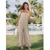 image:imageJumpsuits for Women 2026 Summer Rompers Boho Floral Overalls Casual Wide Leg Long Pant One Piece Vacation OutfitsBeige