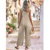 image:imageJumpsuits for Women 2026 Summer Rompers Boho Floral Overalls Casual Wide Leg Long Pant One Piece Vacation OutfitsBeige