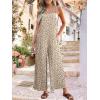 image:imageJumpsuits for Women 2026 Summer Rompers Boho Floral Overalls Casual Wide Leg Long Pant One Piece Vacation OutfitsBeige