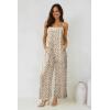 image:imageJumpsuits for Women 2026 Summer Rompers Boho Floral Overalls Casual Wide Leg Long Pant One Piece Vacation OutfitsBeige
