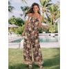 image:imageJumpsuits for Women 2026 Summer Rompers Boho Floral Overalls Casual Wide Leg Long Pant One Piece Vacation OutfitsBrown 1