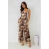 image:imageJumpsuits for Women 2026 Summer Rompers Boho Floral Overalls Casual Wide Leg Long Pant One Piece Vacation OutfitsBrown 1