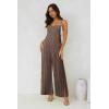 image:imageJumpsuits for Women 2026 Summer Rompers Boho Floral Overalls Casual Wide Leg Long Pant One Piece Vacation OutfitsBrown