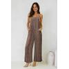 image:imageJumpsuits for Women 2026 Summer Rompers Boho Floral Overalls Casual Wide Leg Long Pant One Piece Vacation OutfitsBrown
