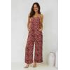 image:imageJumpsuits for Women 2026 Summer Rompers Boho Floral Overalls Casual Wide Leg Long Pant One Piece Vacation OutfitsRed Dot