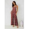 image:imageJumpsuits for Women 2026 Summer Rompers Boho Floral Overalls Casual Wide Leg Long Pant One Piece Vacation OutfitsRed Dot