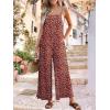 image:imageJumpsuits for Women 2026 Summer Rompers Boho Floral Overalls Casual Wide Leg Long Pant One Piece Vacation OutfitsRed Dot